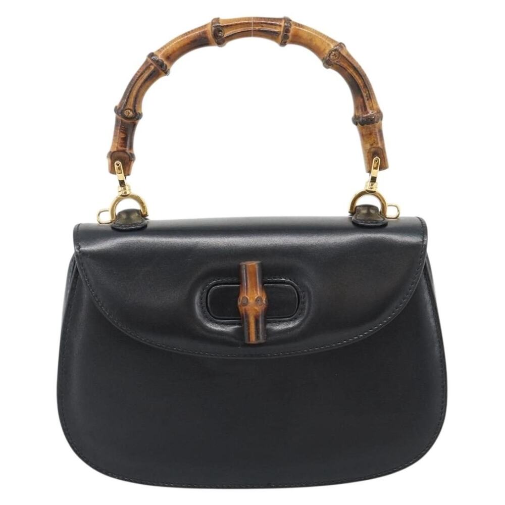 Gucci Bamboo Leather Handbag Black